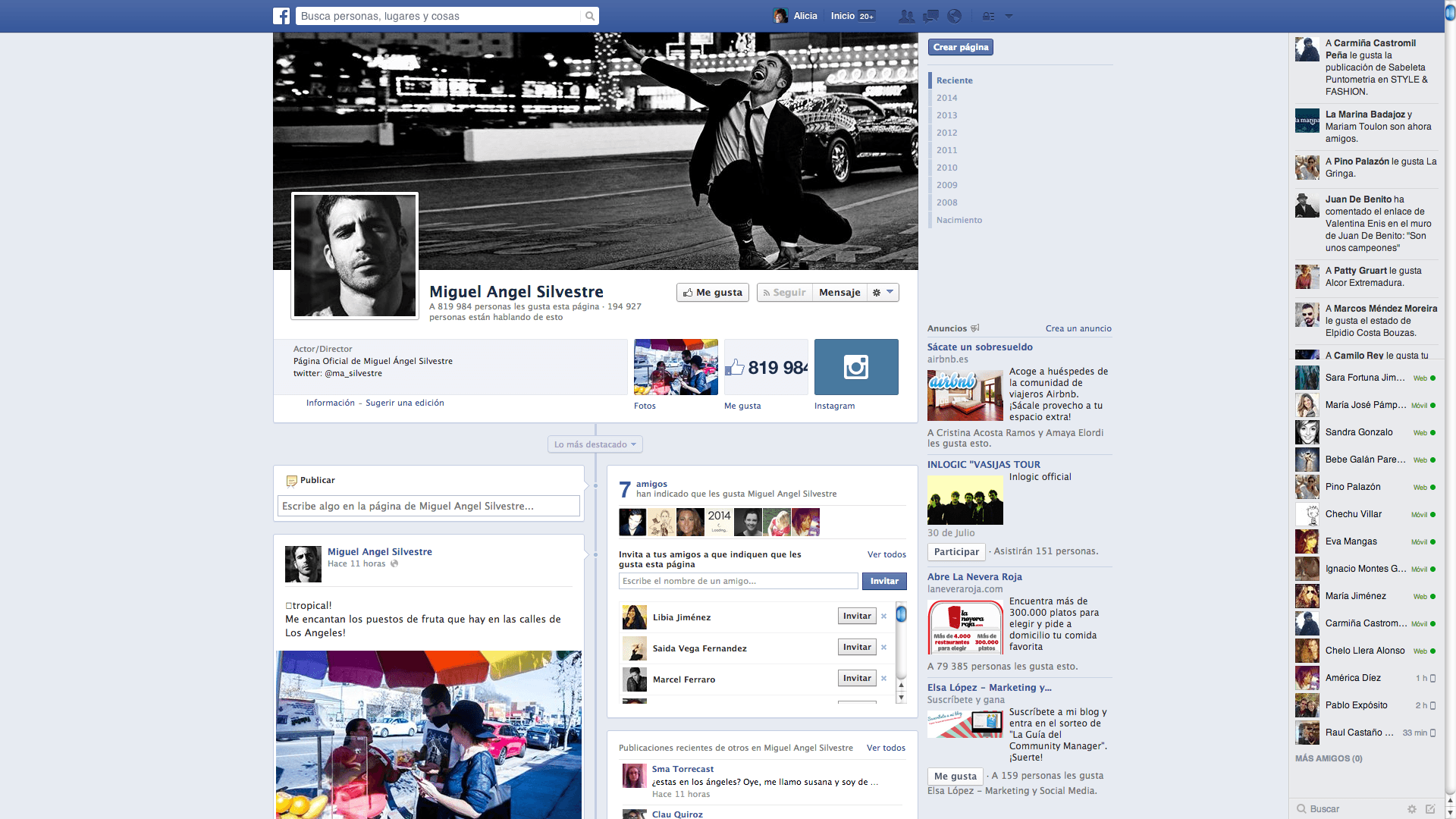 Facebook Miguel Ángel Silvestre